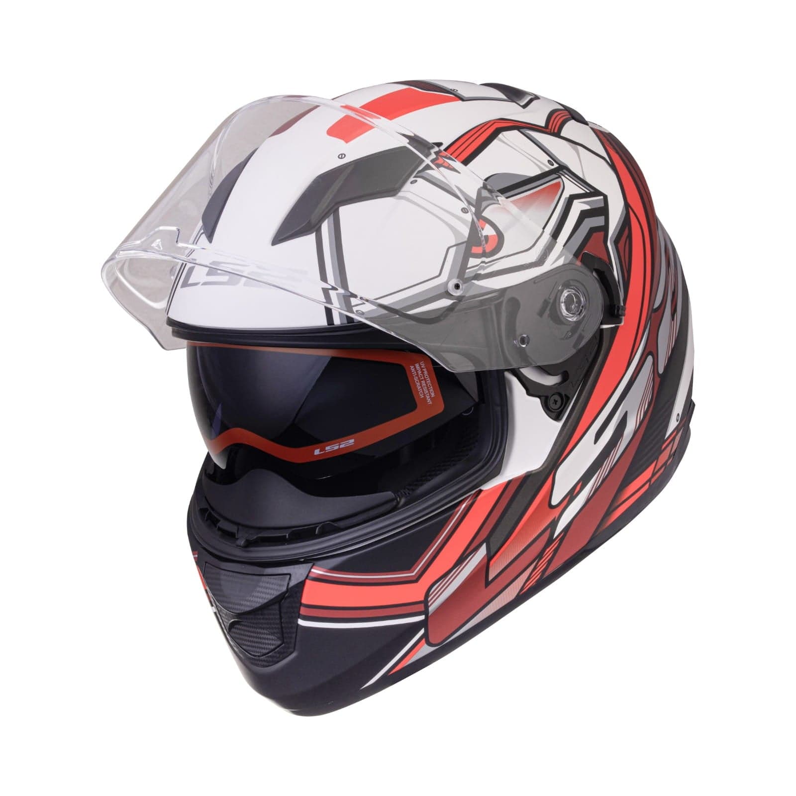 Destination Moto LS2 FF320 STREAM EVO XDRON HELMET MATT WHITE RED WITH PINLOCK