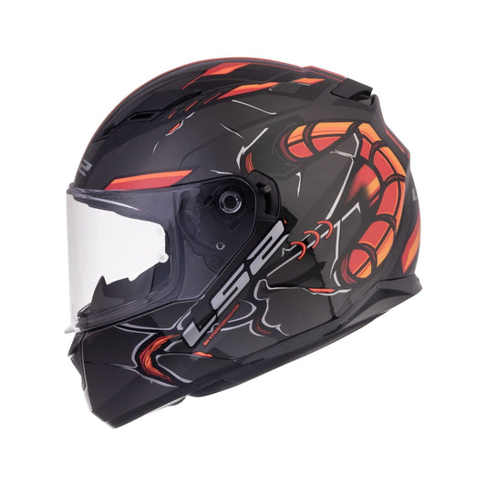 Destination Moto LS2 FF320 STREAM EVO ZUKO HELMET GLOSS BLACK HI-VIZ ORANGE WITH PINLOCK