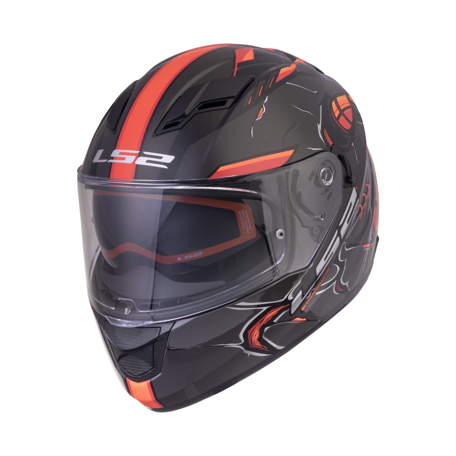 Destination Moto LS2 FF320 STREAM EVO ZUKO HELMET GLOSS BLACK HI-VIZ ORANGE WITH PINLOCK