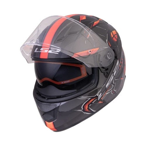 Destination Moto LS2 FF320 STREAM EVO ZUKO HELMET GLOSS BLACK HI-VIZ ORANGE WITH PINLOCK