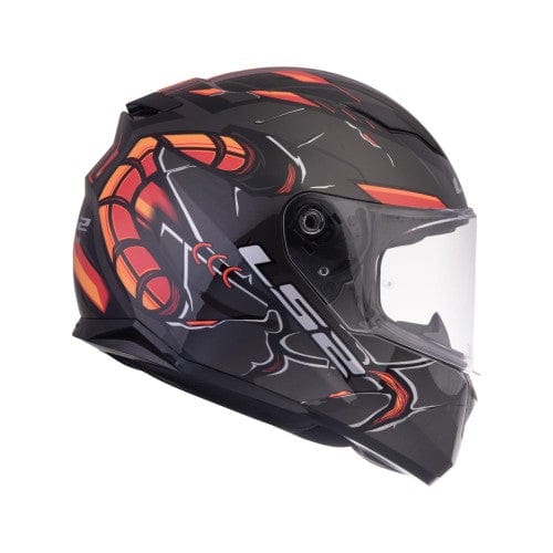 Destination Moto LS2 FF320 STREAM EVO ZUKO HELMET GLOSS BLACK HI-VIZ ORANGE WITH PINLOCK
