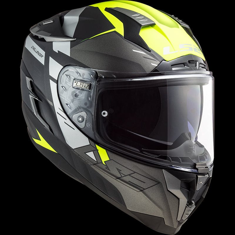Destination Moto LS2 FF327 CHALLENGER ALLERT MATT TITANIUM H-V YELLOW HELMET