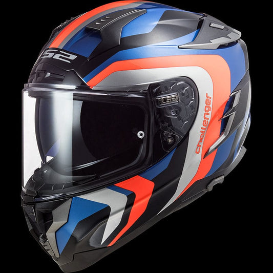 Destination Moto LS2 FF327 CHALLENGER GALACTIC GLOSS BLUE FL.ORANGE HELMET