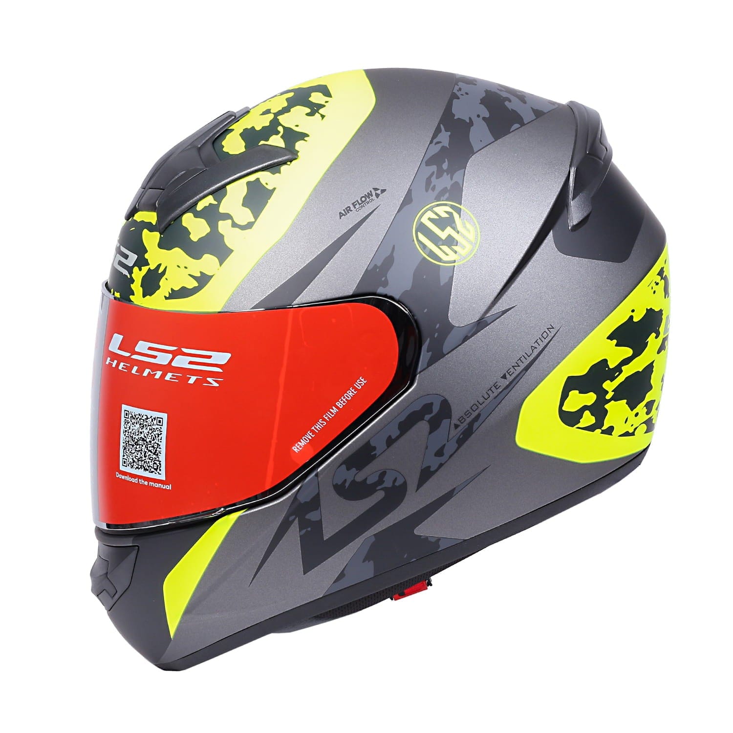 Destination Moto LS2 FF352 AIRFLOW MATT TITANIUM YELLOW FLUORECENT HELMET