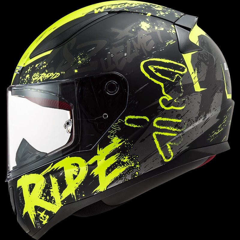 ls2 full face helmet ff350 atmos black and yellow LS2 FF353 Rapid Naughty Gloss Black Hi-Viz Yellow Helmet – Destination Moto