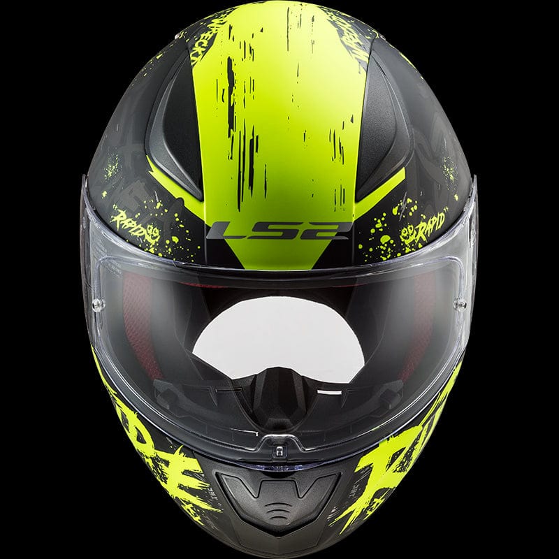 ls2 ff353 rapid naughty helmet LS2 FF353 Rapid Naughty Gloss Black Hi-Viz Yellow Helmet – Destination Moto