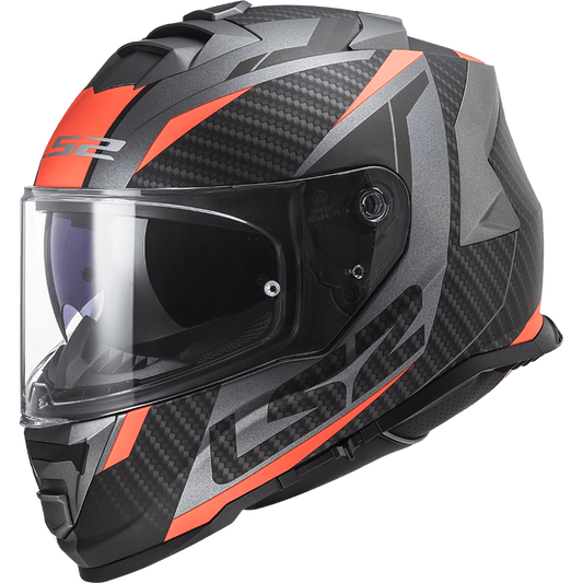 Destination Moto LS2 FF800 Racer Titanium Gloss Fluoro Orange Helmet