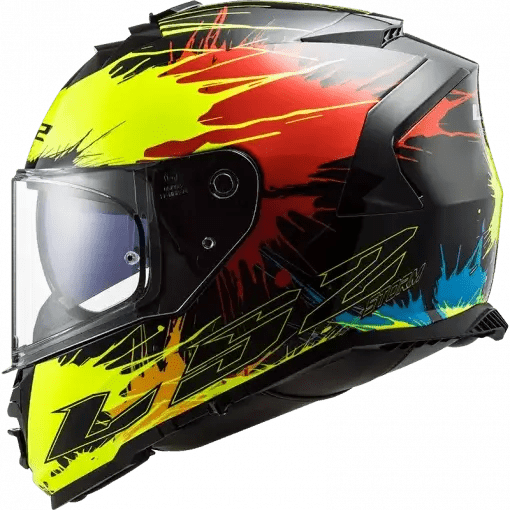 Destination Moto LS2 FF800 Storm Drop Gloss Black Yellow Red Helmet
