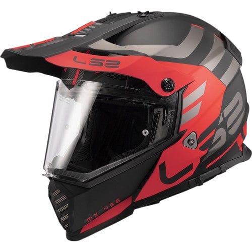 Destination Moto LS2 MX436 PIONEER EVO Adventurer  Matt Black Red Helmet