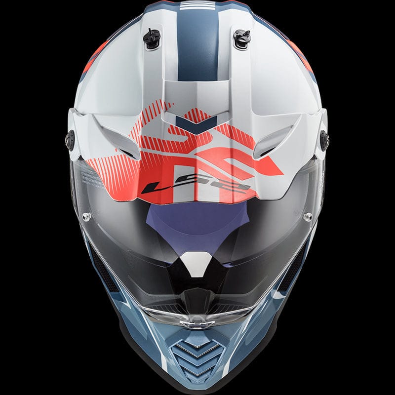 Destination Moto LS2 MX436 PIONEER EVO EVOLVE Matt WHITE COBALT Helmet