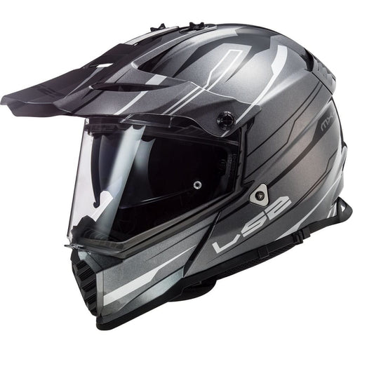 Destination Moto LS2 MX436 PIONEER EVO Knight Gloss Titanium White Helmet