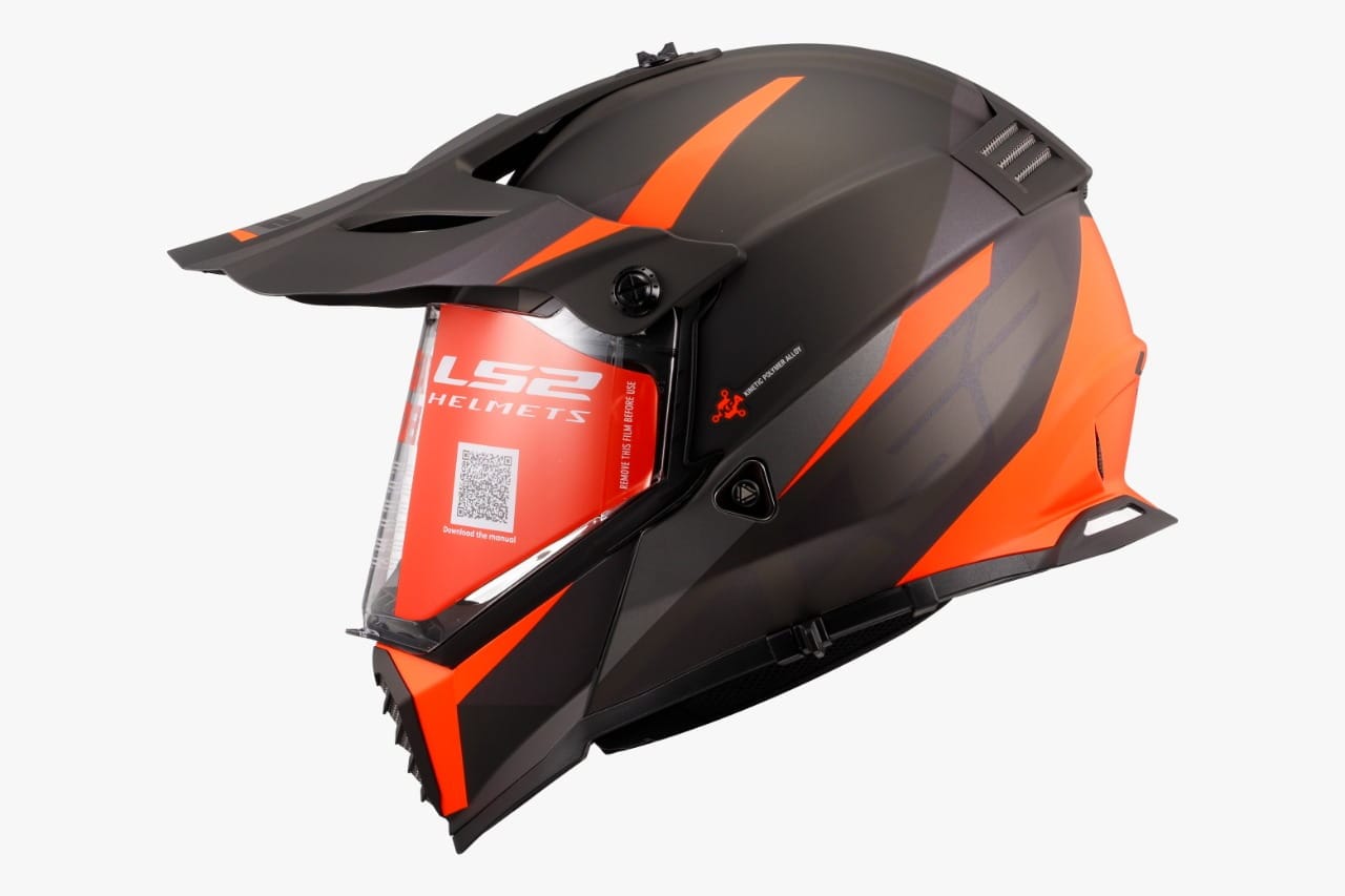 Destination Moto LS2 MX436 PIONEER EVO Router Gloss Black Orange Helmet