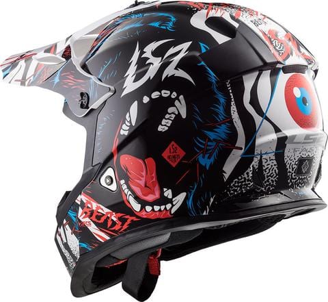 LS2 Offroad Helmet MX437 Fast Beast Matt Black White - Destination Moto
