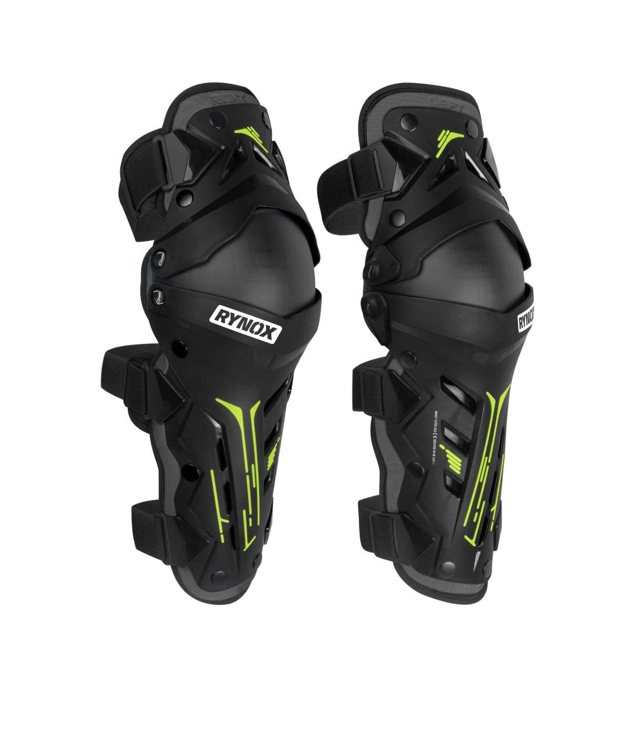 Destination Moto Rynox Bastion Bionic Knee Guards - Black Hi-Viz Green