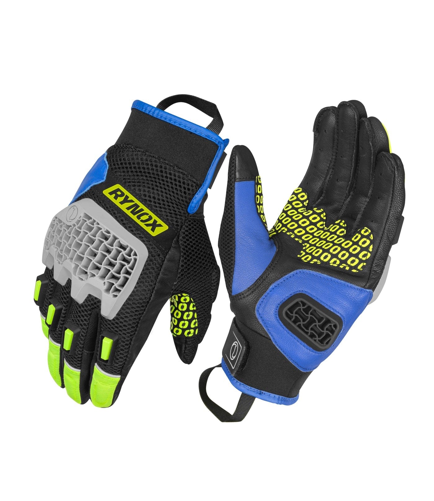 Destination Moto Rynox Gravel Dualsport Gloves (Hi Viz Green Blue)