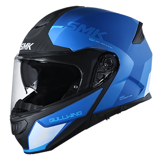 Destination Moto SMK Gullwing Kresto Gloss Black Blue Flip Up Helmet GL551