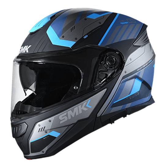 Destination Moto SMK Gullwing Tekker Matt Black Grey Blue Flip Up Helmet MA265