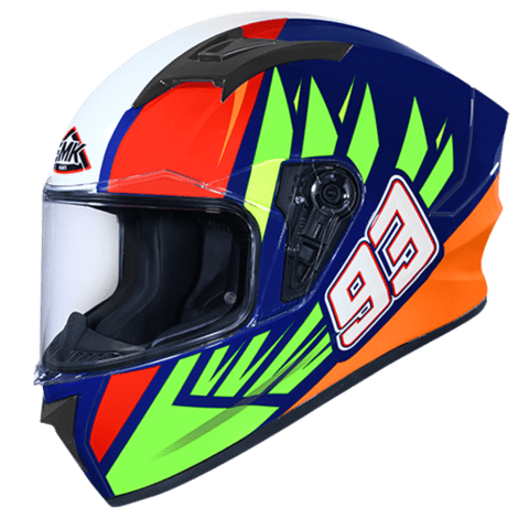 SMK Helmets SMK Stellar Wings Gloss Fluro Blue Red GL543 Helmet