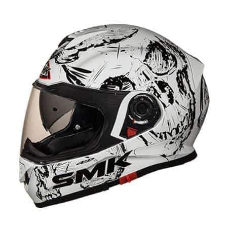 SMK Twister Skull Gloss White-Black  GL120 - Destination Moto