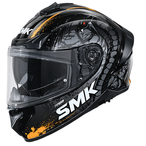 Destination Moto SMK Typhoon Helmet Gloss Black Grey Orange GL267