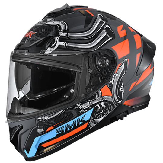 Destination Moto SMK Typhoon Helmet Motorhead Matt Black Grey Orange MA676