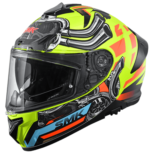 Destination Moto SMK Typhoon Helmet Motorhead Matt Black Yellow MA476