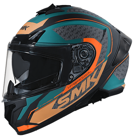 Destination Moto SMK Typhoon Helmet RD1 Gloss Black Green Orange GL287