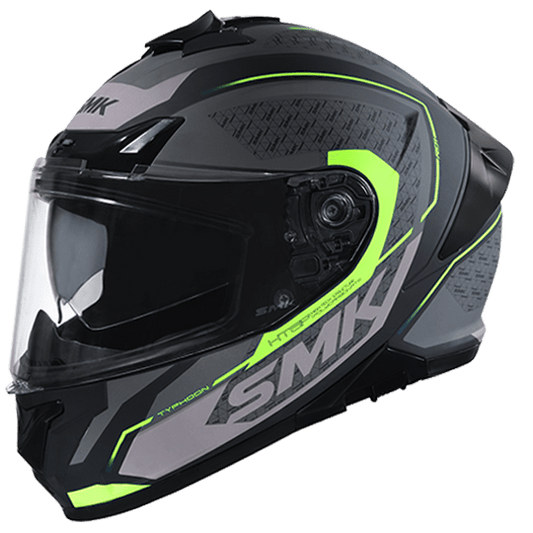 Destination Moto SMK Typhoon Helmet RD1 Matt Black Grey Yellow MA264