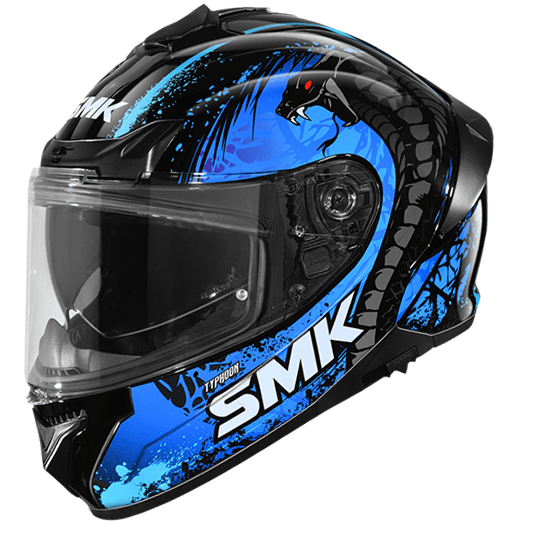 Destination Moto SMK Typhoon Helmet Reptile Gloss Black Blue GL255