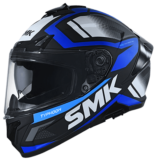 Destination Moto SMK Typhoon Helmet Thorn Gloss Black Blue White GL251