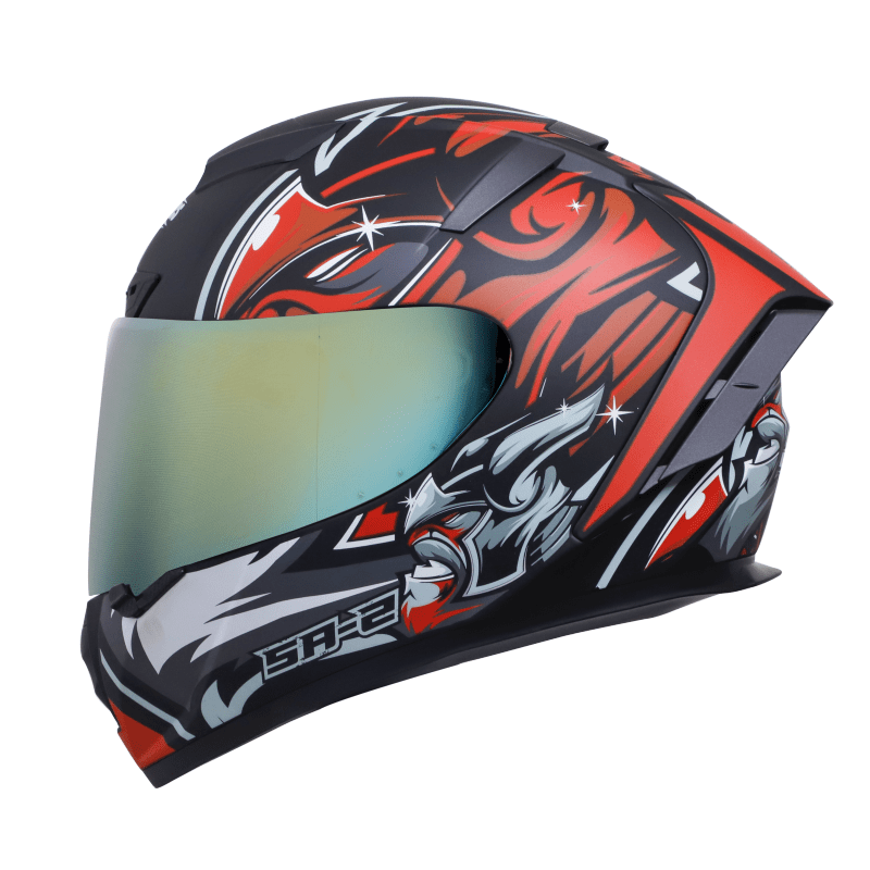 Destination Moto Steelbird Aeronautics SA-2 Villain Gloss Black Red Helmet (With Additional Iridium Visor)