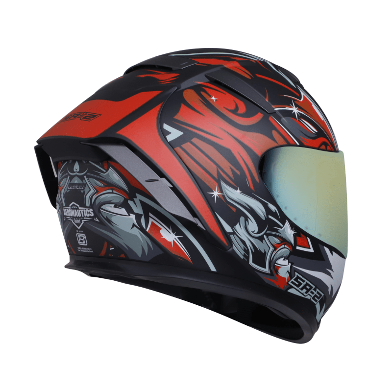 Destination Moto Steelbird Aeronautics SA-2 Villain Gloss Black Red Helmet (With Additional Iridium Visor)