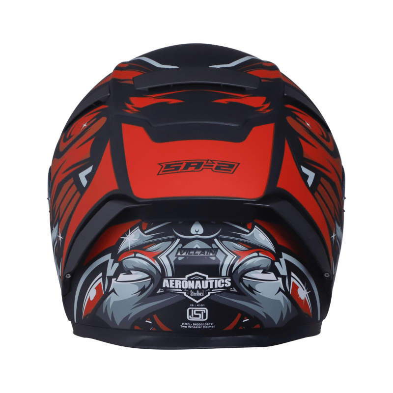 Destination Moto Steelbird Aeronautics SA-2 Villain Gloss Black Red Helmet (With Additional Iridium Visor)