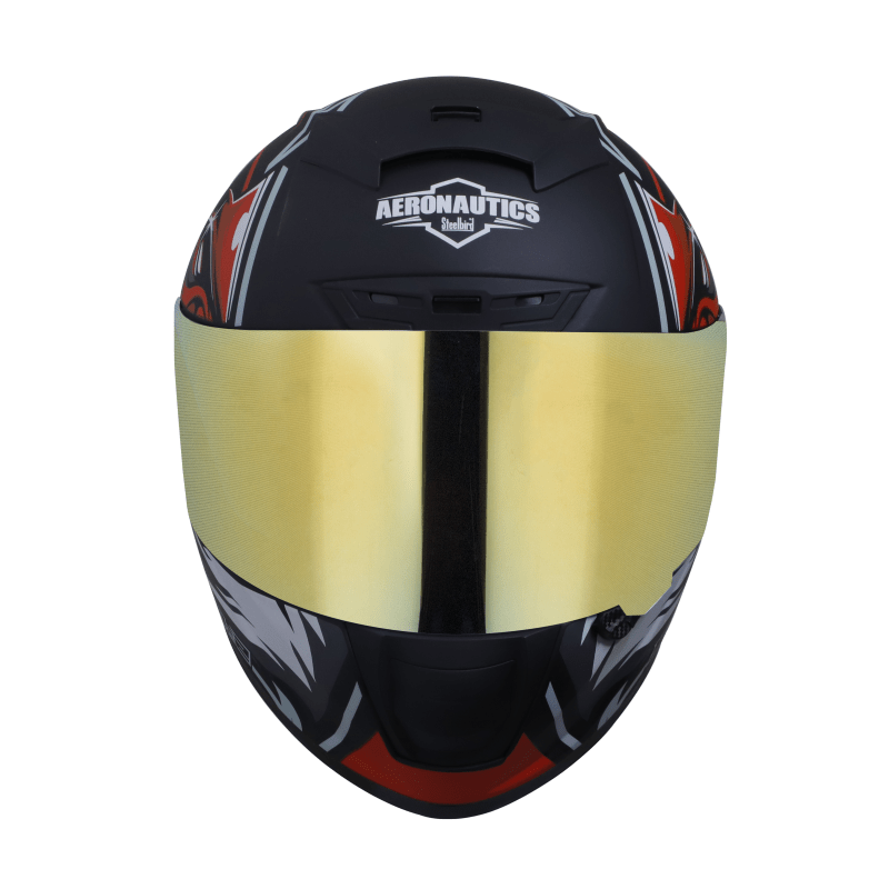 Destination Moto Steelbird Aeronautics SA-2 Villain Gloss Black Red Helmet (With Additional Iridium Visor)